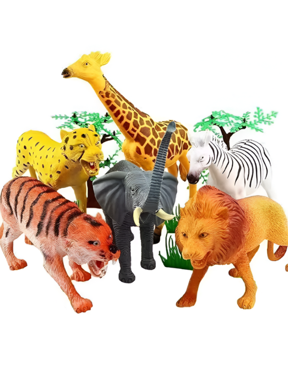 6-Piece Wild Safari Animal Toy Set – Lion, Tiger, Elephant, Zebra, Cheetah & Deer – Educational Figurines for Kids LMI13846.