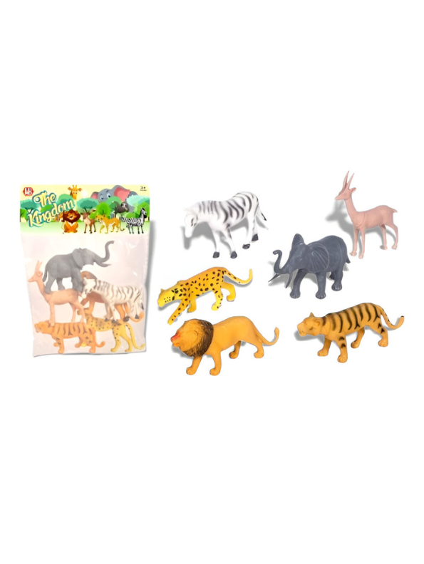 6-Piece Wild Safari Animal Toy Set – Lion, Tiger, Elephant, Zebra, Cheetah & Deer – Educational Figurines for Kids LMI13846.