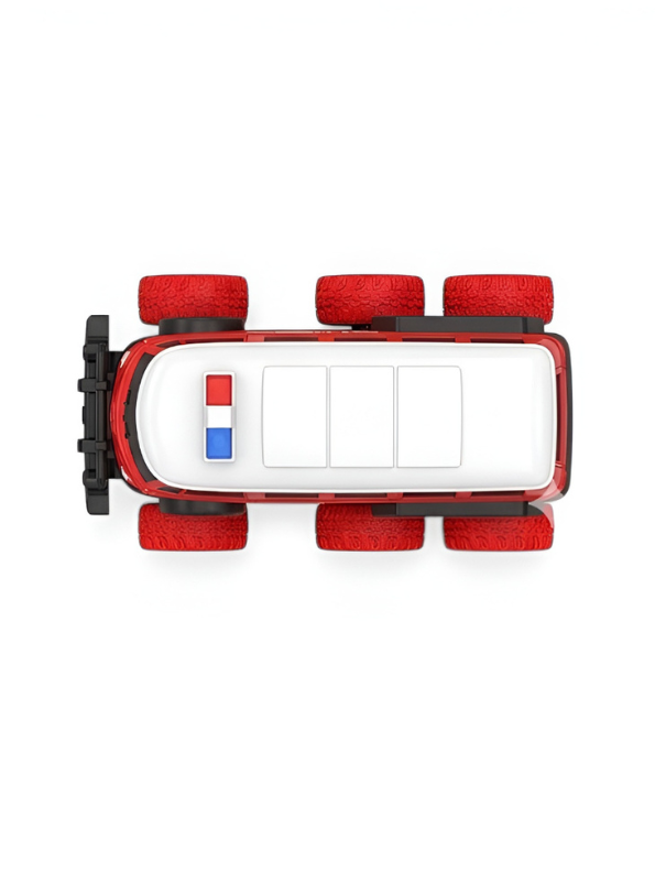 6-Wheel RC Police Monster Bus for Kids – Off-Road Truck Red MD1431.