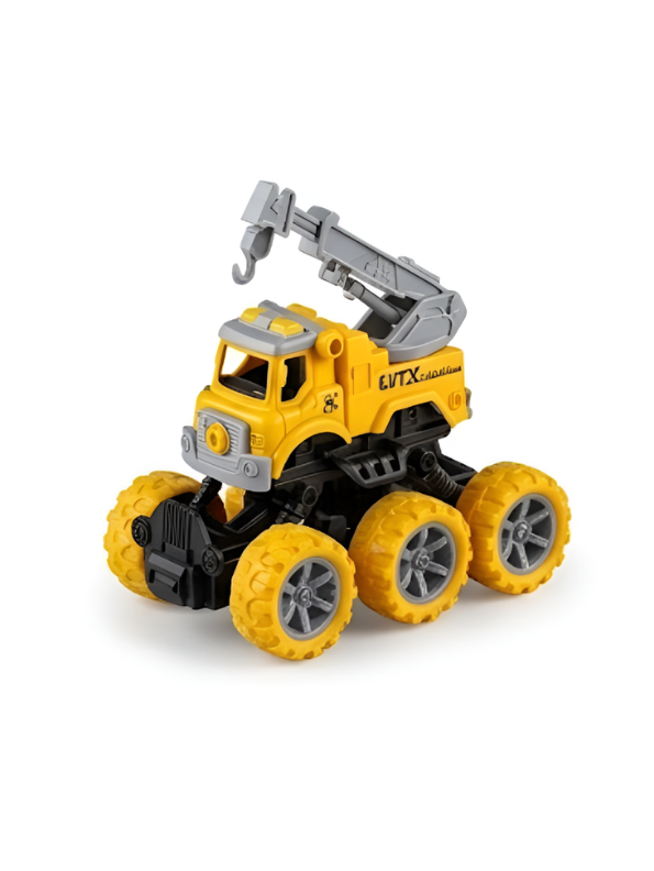 6-Wheel Take Apart Toy Truck Set – 4-Pack DIY Construction Vehicles with Toy Screwdriver, STEM Learning Building TV2587.