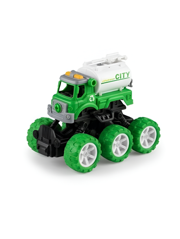 6-Wheel Take Apart Toy Truck Set – 4-Pack DIY Construction Vehicles with Toy Screwdriver, STEM Learning Building TV2587.