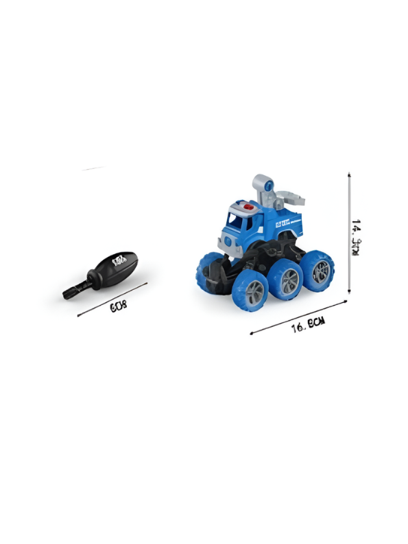 6-Wheel Take Apart Toy Truck Set – 4-Pack DIY Construction Vehicles with Toy Screwdriver, STEM Learning Building TV2587.