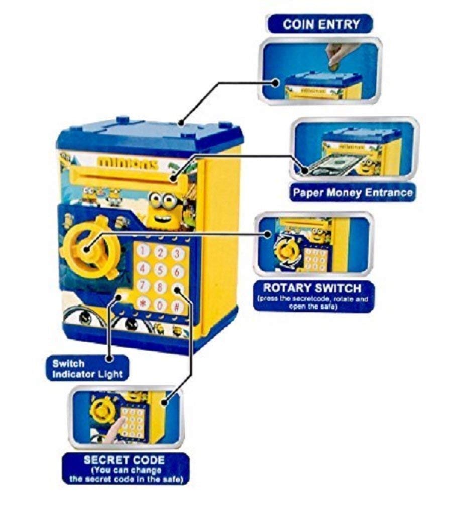 Minions Safe Lock Code Money Bank Piggy Bank Toy for Kids Electronic Lock