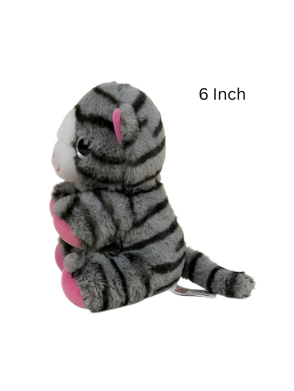 6 Inch Grey Tabby Cat Plush Toy Grey ST14950.