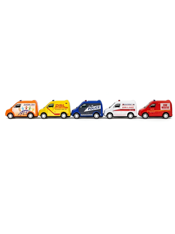 6 Pack Pull-Back Mini Emergency & Service Vehicles Toy Car Set LMI8693.