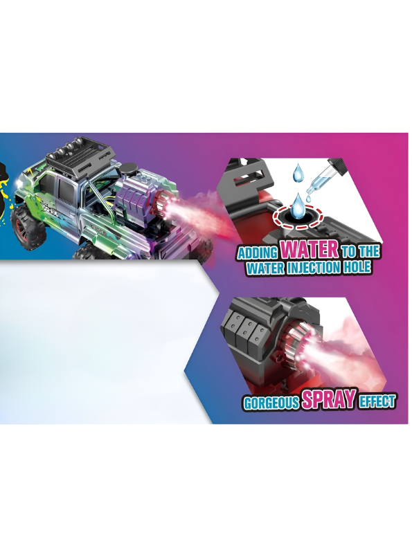 6x6 Metallic RC Off-Road Monster Truck with Smoke Spray & LED Lights MD114