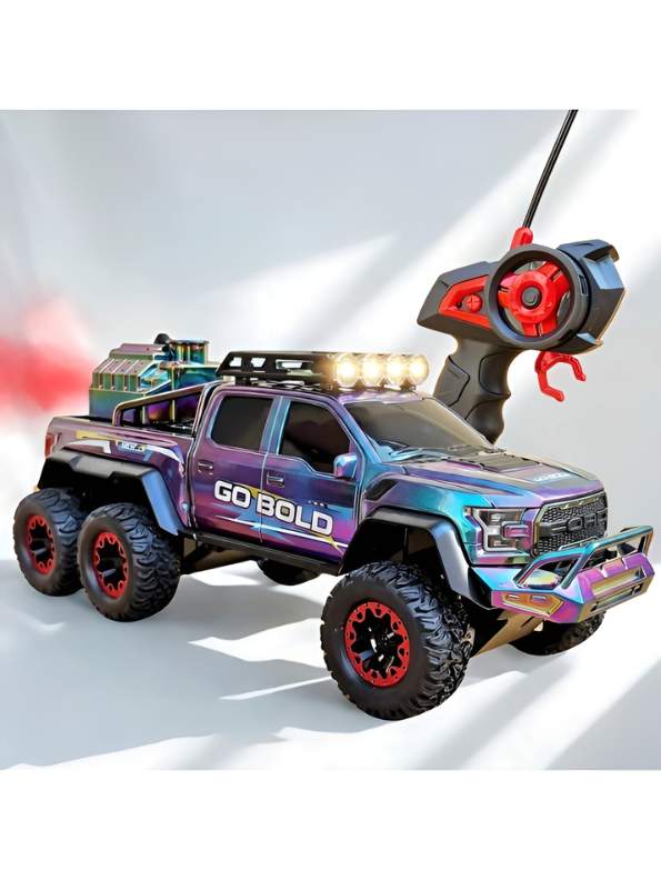 6x6 Metallic RC Off-Road Monster Truck with Smoke Spray & LED Lights MD114