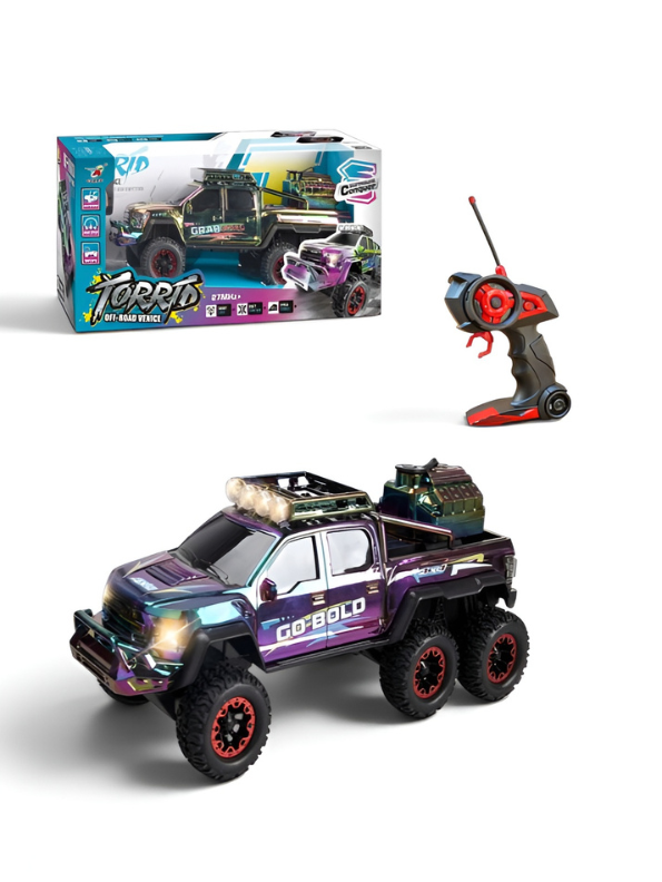 6x6 Metallic RC Off-Road Monster Truck with Smoke Spray & LED Lights MD114