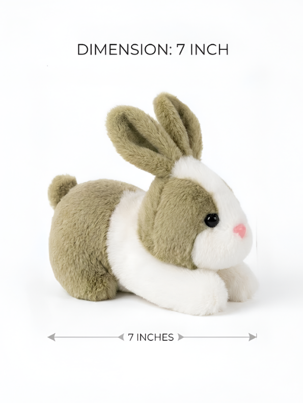 7-Inch Cute Plush Bunny Stuffed Animal – Soft Green and White Rabbit Toy ST14742