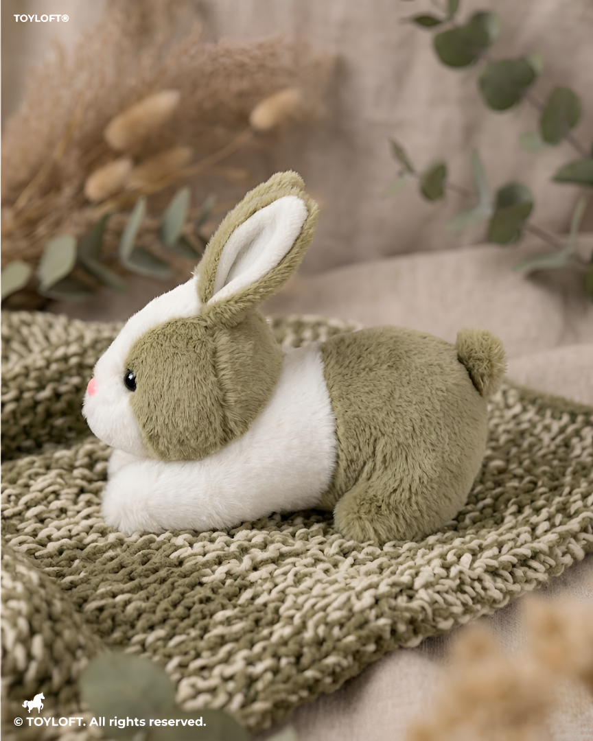 7-Inch Cute Plush Bunny Stuffed Animal – Soft Green and White Rabbit Toy ST14742