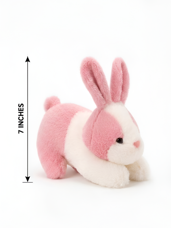 7-Inch Cute Plush Bunny Stuffed Animal – Soft Pink and White Rabbit Toy ST14742