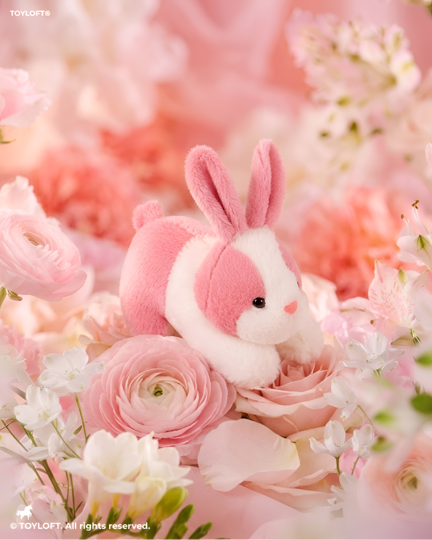 7-Inch Cute Plush Bunny Stuffed Animal – Soft Pink and White Rabbit Toy ST14742