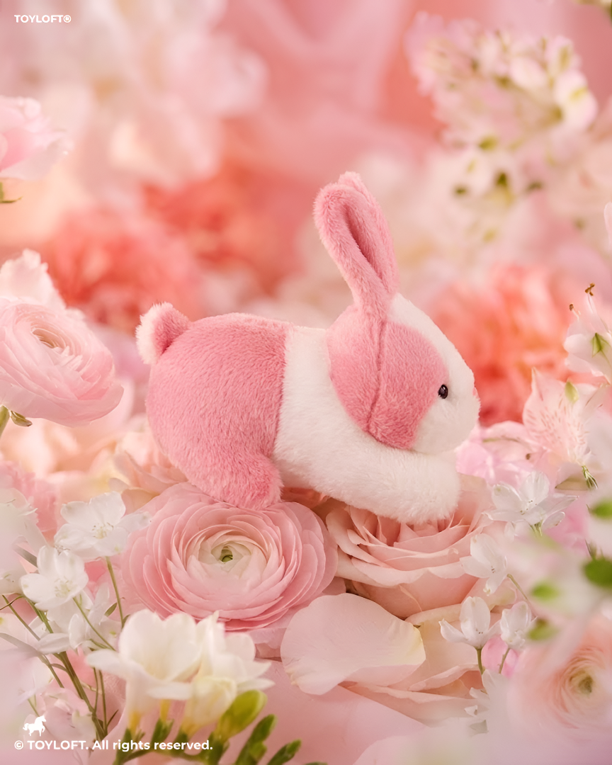 7-Inch Cute Plush Bunny Stuffed Animal – Soft Pink and White Rabbit Toy ST14742