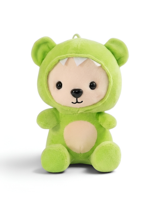 7-Inch Green Bear Stuffed Animal Plush Toy with Dinosaur Hood ST14739