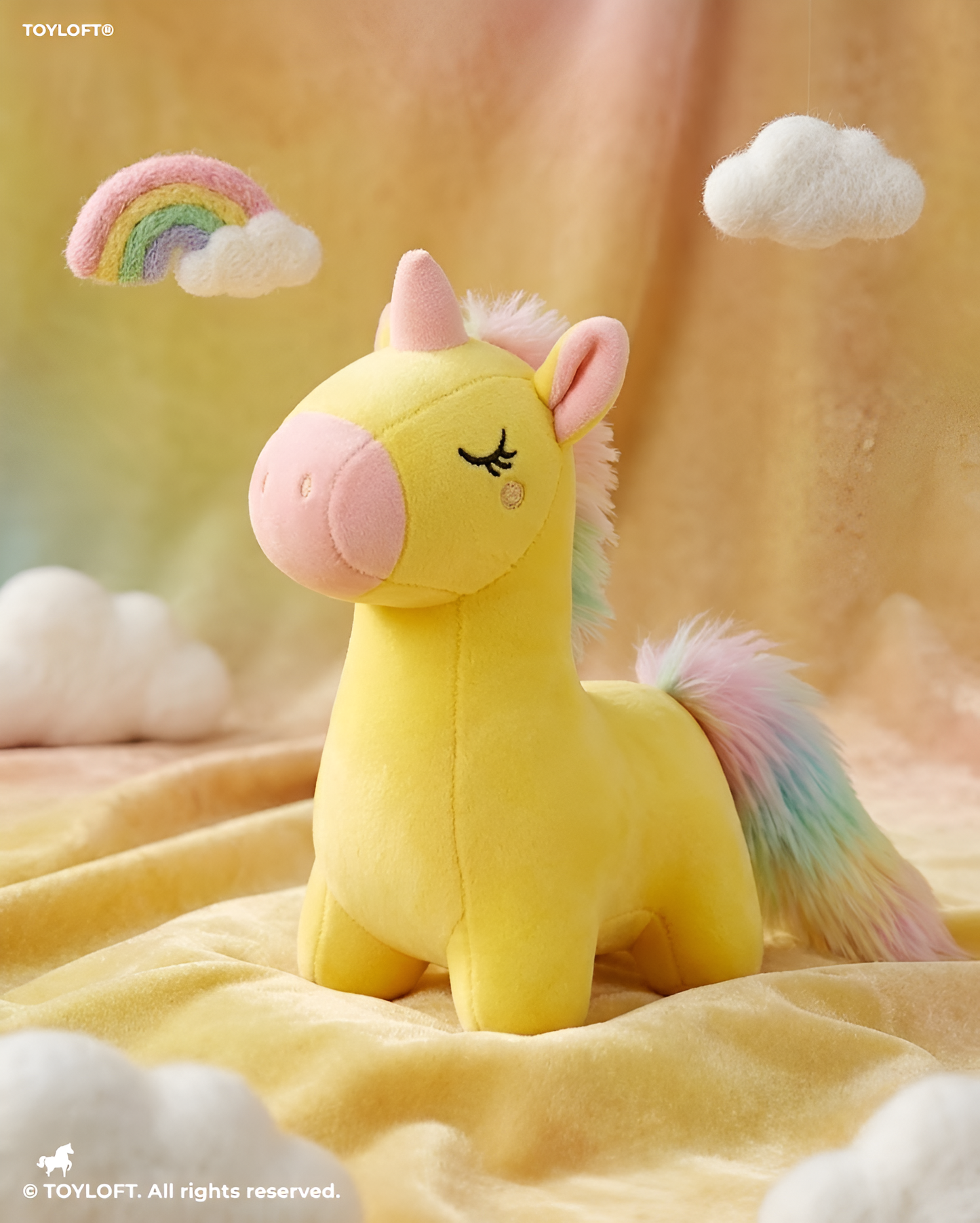 7-Inch Magical Unicorn Plush Toy Yellow ST14577.