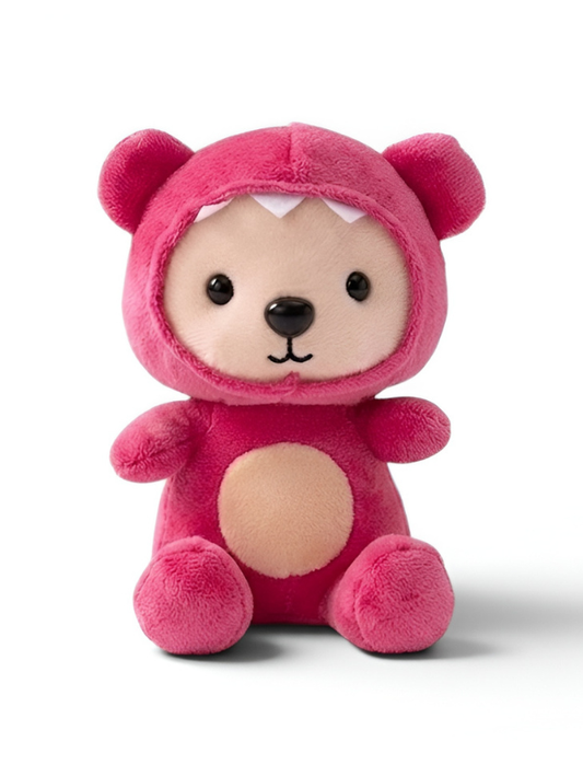 7-Inch Pink Bear Stuffed Animal Plush Toy with Dinosaur Hood ST14739