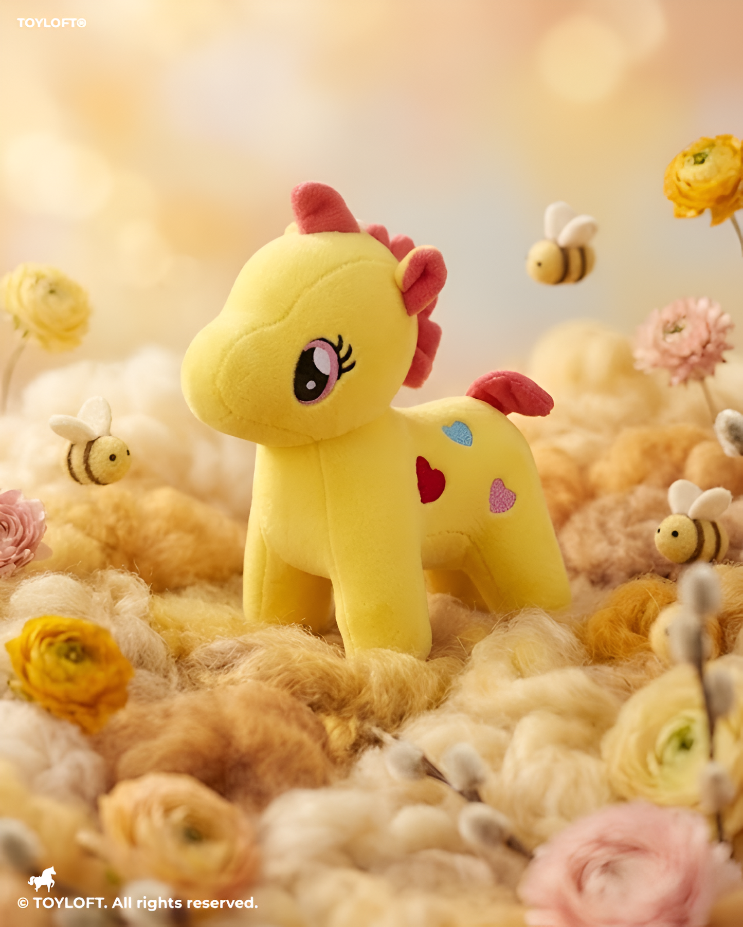 7-Inch Soft Plush Unicorn Teddy with Heart Yellow ST11932.