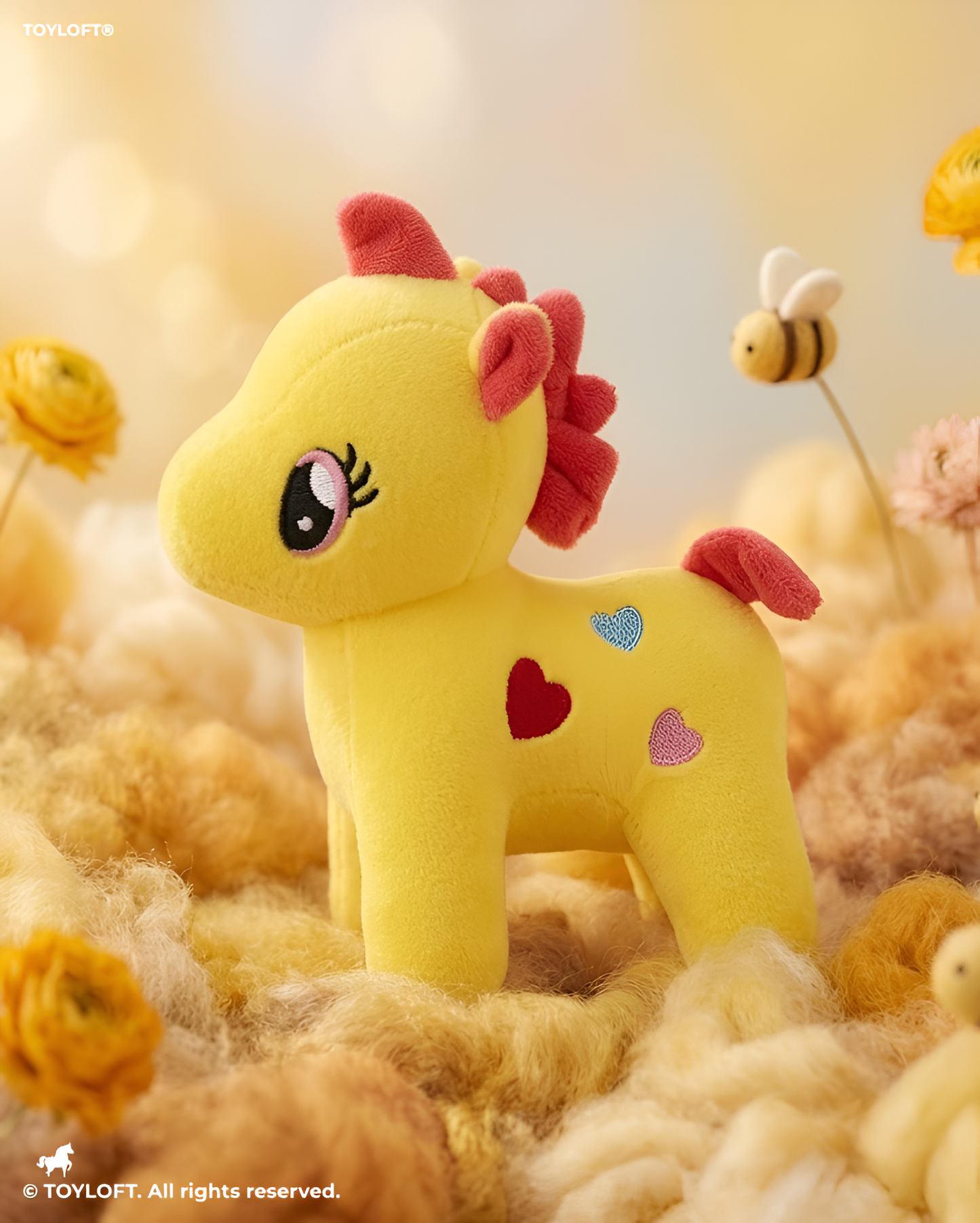 7-Inch Soft Plush Unicorn Teddy with Heart Yellow ST11932.