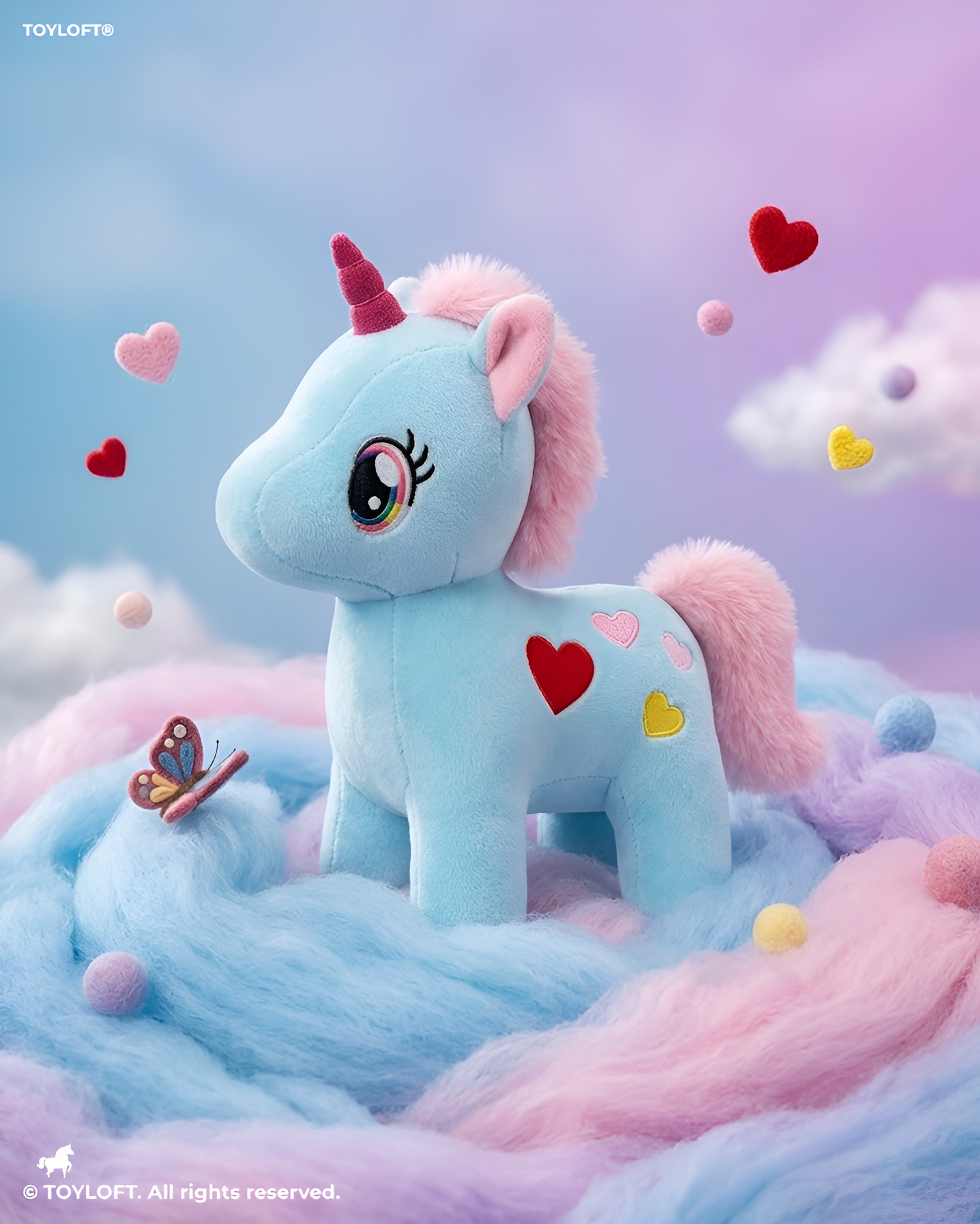 7-Inch Soft Plush Unicorn Teddy with Heart Blue ST11932.