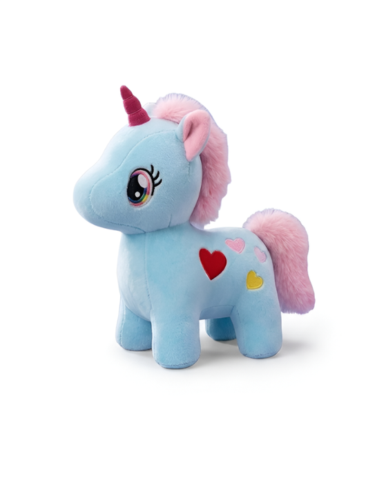 7-Inch Soft Plush Unicorn Teddy with Heart Blue ST11932.