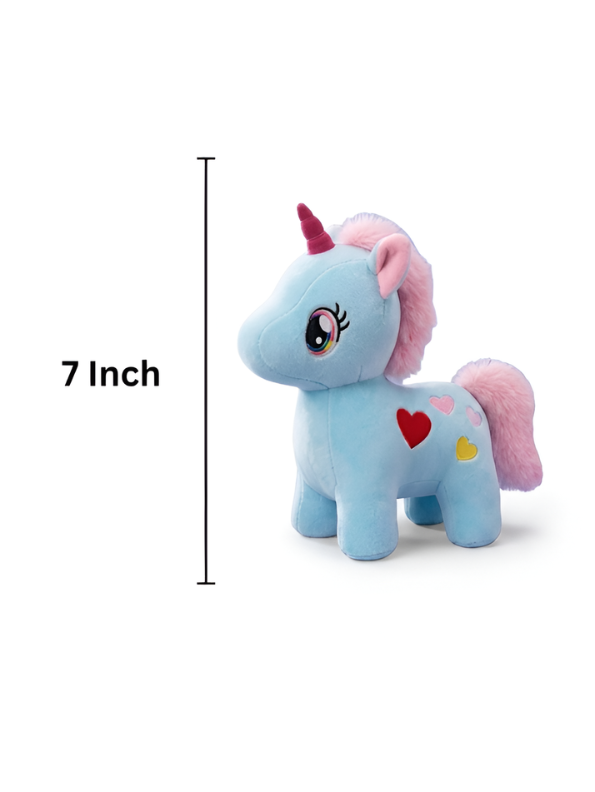 7-Inch Soft Plush Unicorn Teddy with Heart Blue ST11932.