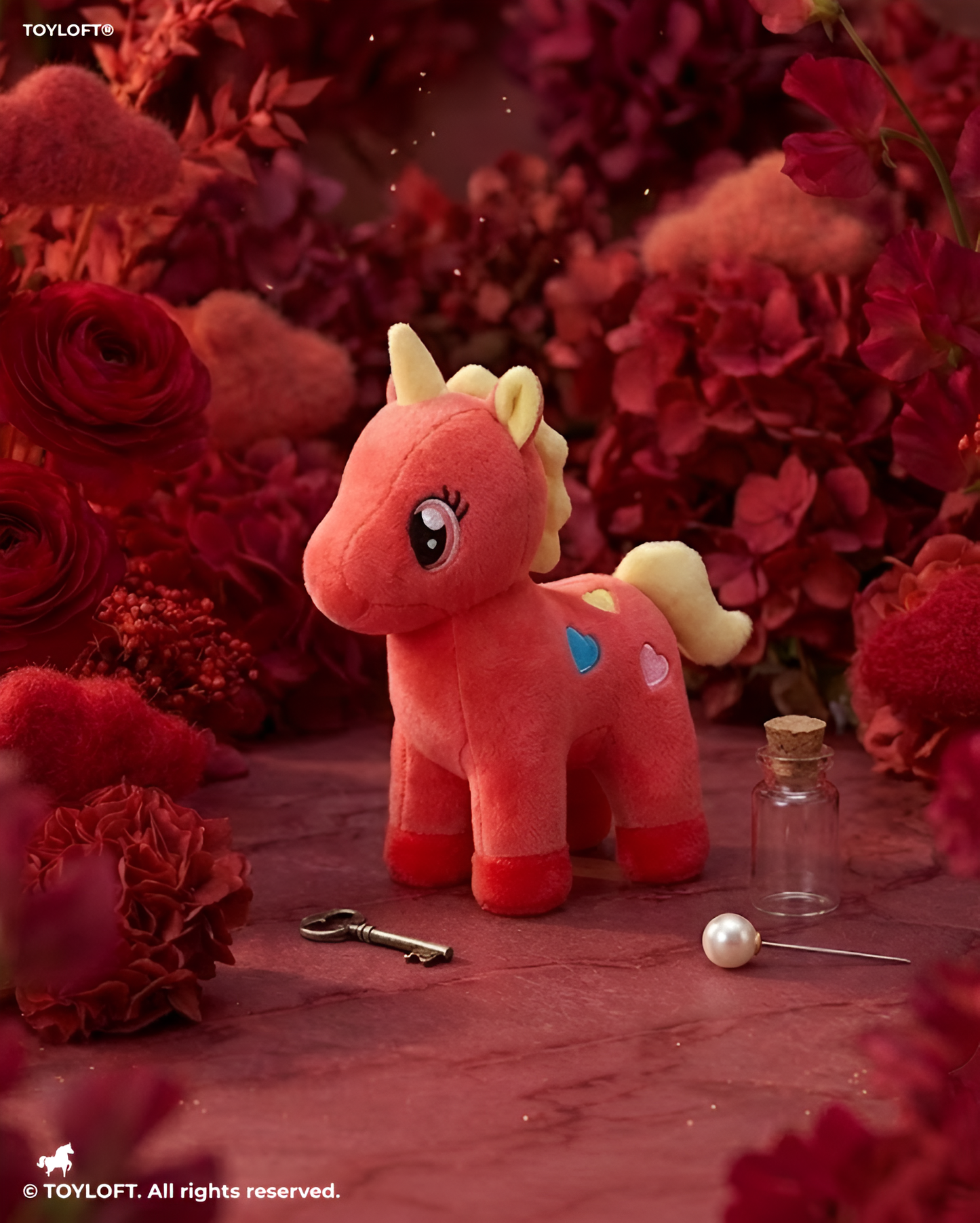 7-Inch Soft Plush Unicorn Teddy with Heart Red ST11932.