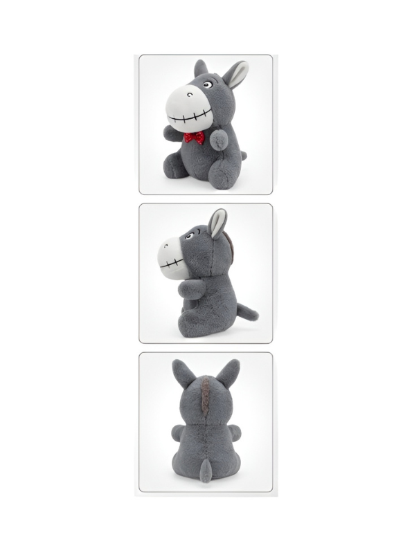8-Inch Donkey Plush Stuffed Animal with Stitched Smile and Polka Dot Bow Tie ST11613.
