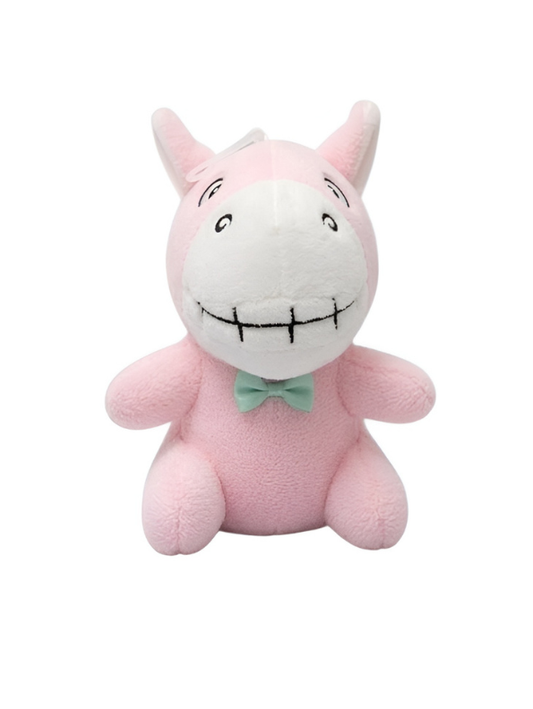 8-Inch Donkey Plush Stuffed Animal with Stitched Smile and Polka Dot Bow Tie Pink ST11613.