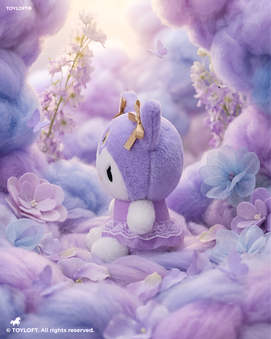 8-Inch Kuromi Plush Toy – Cute Lavender Ballerina Stuffed Animal with Gold Bows and Lace Tutu ST13979
