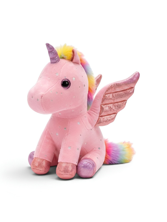 8-Inch Pink Rainbow Unicorn Plush Toy with Pink Wings ST11550