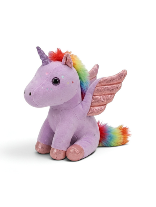 8-Inch Purple Rainbow Unicorn Plush Toy with Pink Wings ST11550