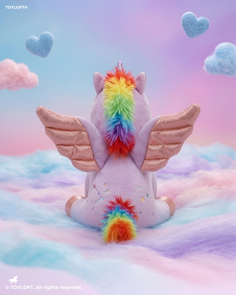 8-Inch Purple Rainbow Unicorn Plush Toy with Pink Wings ST11550