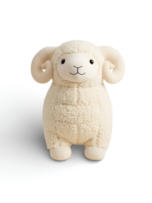 8-Inch Ultra Soft Ram Plush Toy – Fluffy Sheep Stuffed Animal White ST15903.