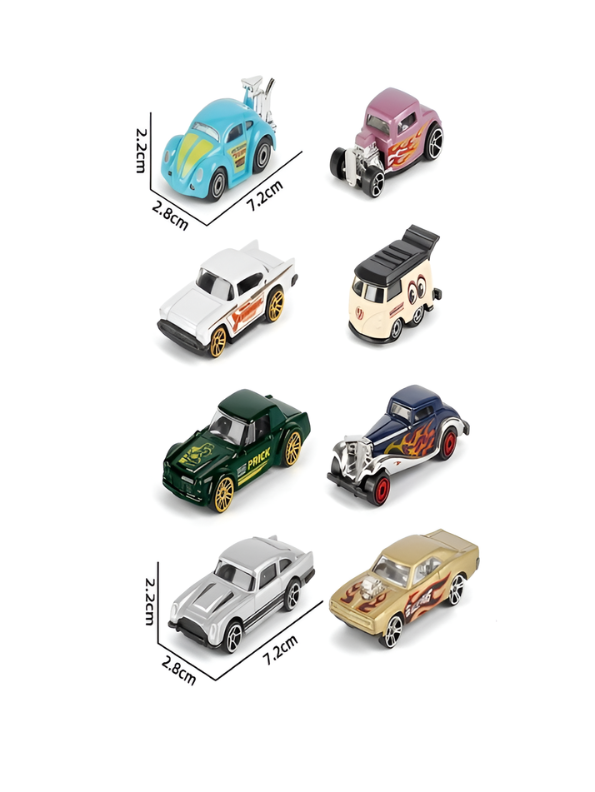 8-Piece Diecast Metal Sports Car Toy Set with Portable Storage Case TV7288.