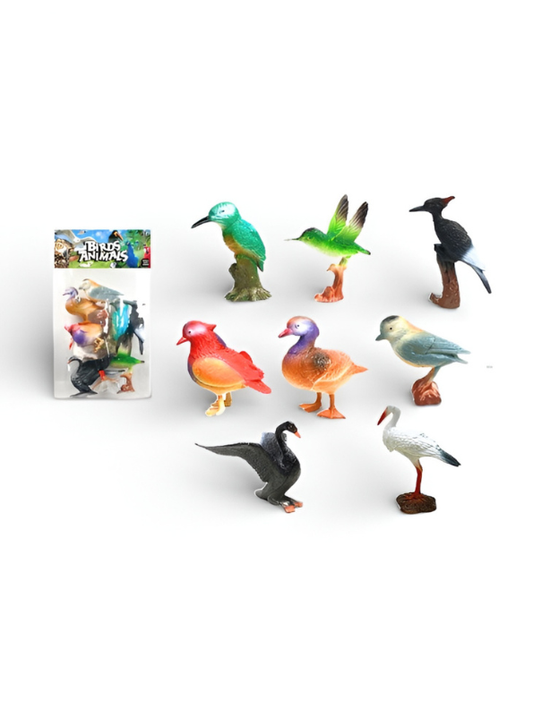 8-Piece Realistic Bird Figurine Set – Educational Miniature Bird Toys MD3407.
