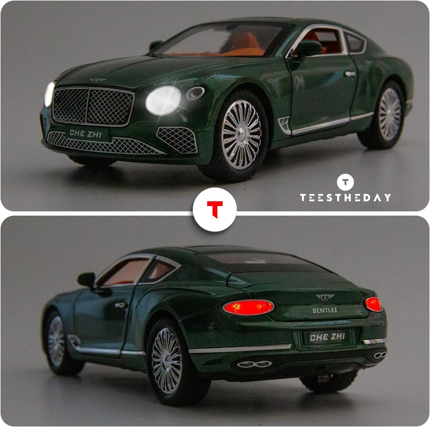 Bentley Continental Model Car for 1/24 Alloy Diecast Toy Pull Back Metal Build  - Big Size