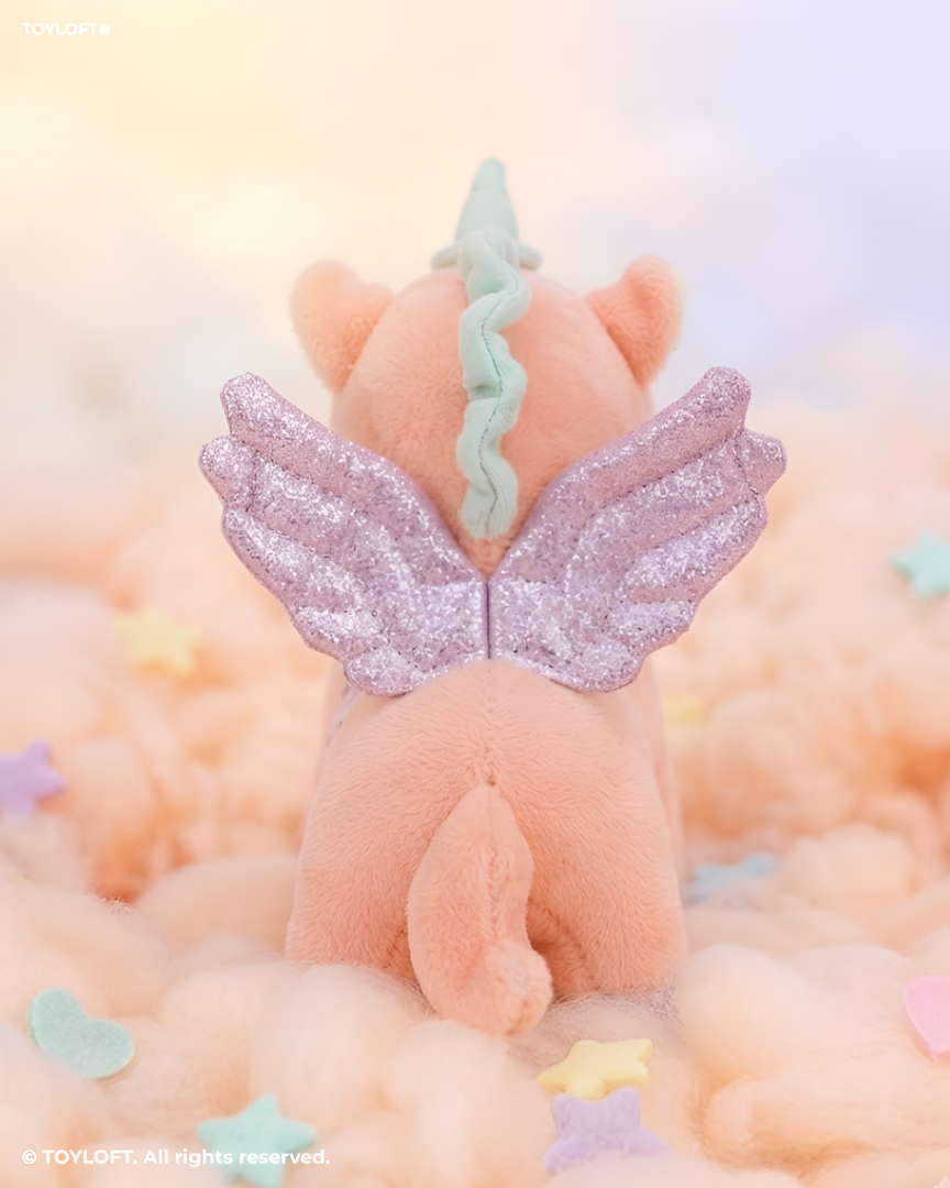 8 Inch Unicorn Soft Toy with Glitter Wings & Rainbow Patch Red ST11459.