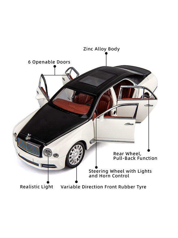 Bentley Mulsanne Metal Diecast Car Scale 1:24 - White (TV-AG-24) - Toyloft