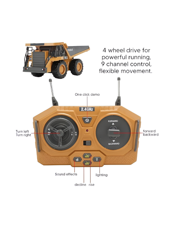 9-Channel Remote Control Dump Truck Toy MD14.