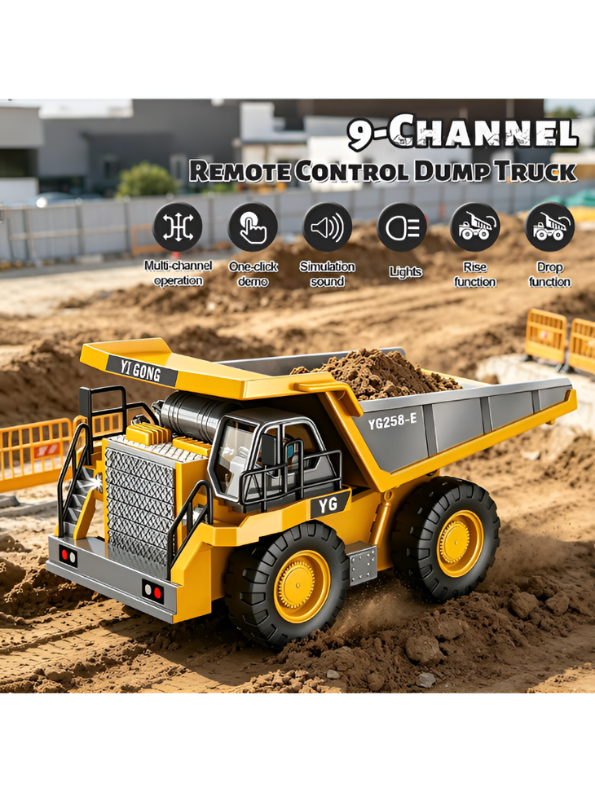 9-Channel Remote Control Dump Truck Toy MD14.