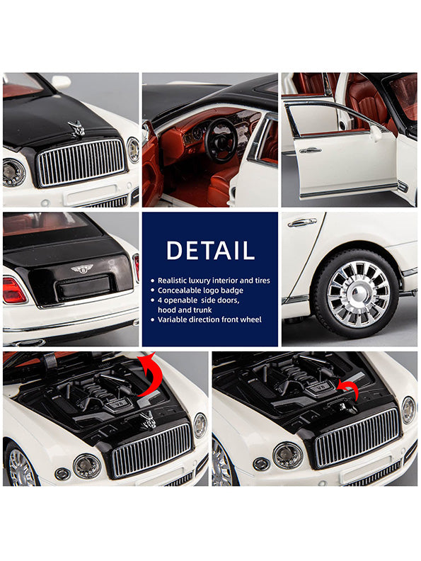 Bentley Mulsanne Metal Diecast Car Scale 1:24 - White (TV-AG-24) - Toyloft