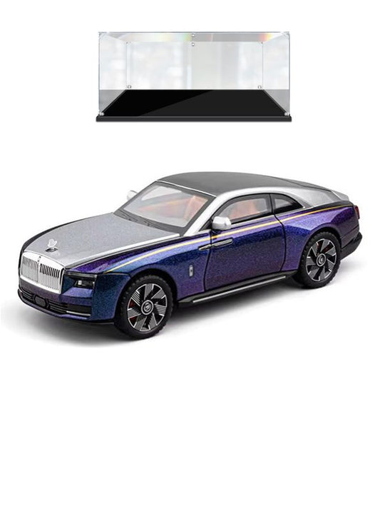 Rolls Royce Ghost Coupe Diecast Car 1:24 Scale - Purple Model with Acrylic Display Case