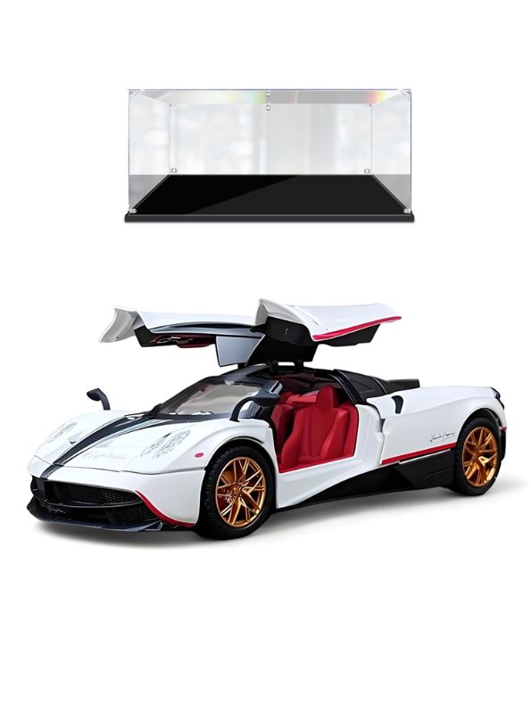 Pagani Huayra Sports Car Diecast Model Scale 1:24 - Pearl White - Acrylic Transparent Display Box