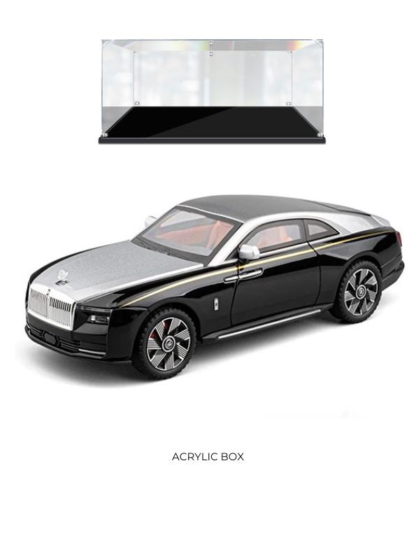 Rolls Royce Ghost Coupe Diecast Car 1:24 Scale - Silver - Model with Acrylic Display Case