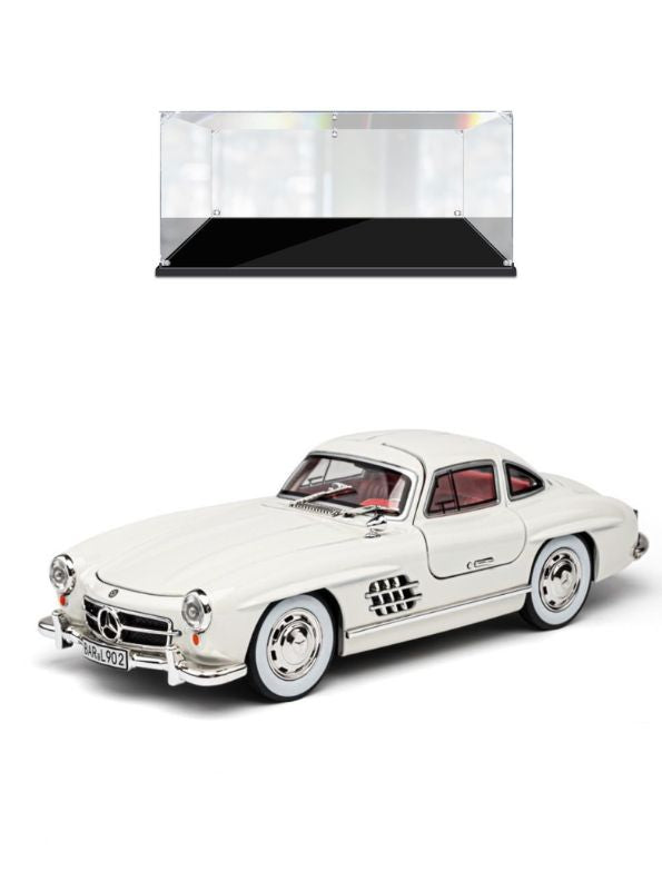 Mercedes Benz 300 SL Gullwing Model Diecast Car Scale 1:24 - Snowflake White  - Acrylic Transparent Box