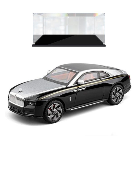 Rolls Royce Ghost Coupe Diecast Car 1:24 Scale - Silver - Model with Acrylic Display Case