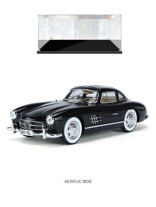 Mercedes Benz 300 SL Gullwing Model Diecast Car Scale 1:24 - Black - Acrylic Transparent Box