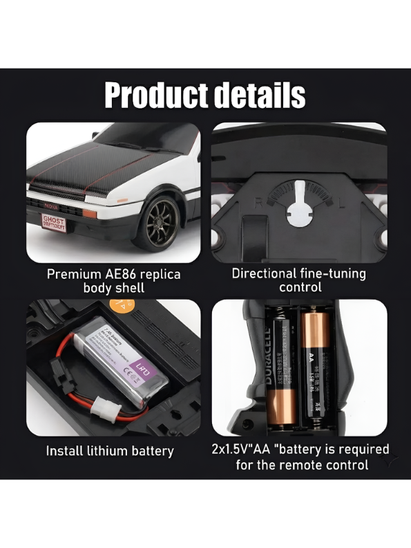 AE86 RC Drift Car 4WD - 2.4GHz High Speed JDM Remote Control Racing Car TV6758
