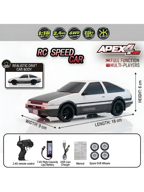 AE86 RC Drift Car 4WD - 2.4GHz High Speed JDM Remote Control Racing Car TV6758