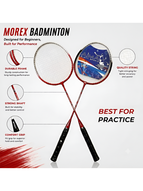 AIMA Sports 8000 Badminton Racket Set of 2 with Carrying Case – Red & Black TV5843